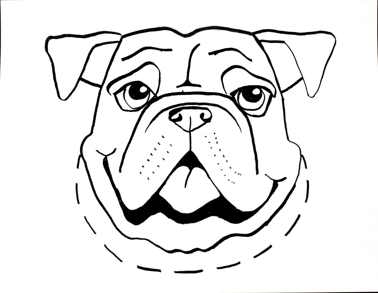 1600x1239 Simple Line Drawings Of Animals - Bulldog Drawing