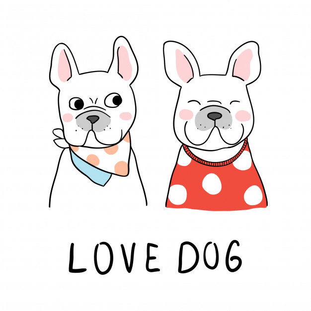 626x626 Draw Character Cute French Bulldog Vector Premium Download - Bulldog Drawing Cute