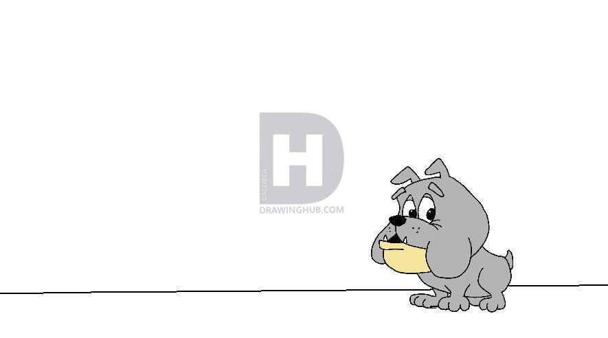 885x492 How To Draw A Cartoon Bulldog, Step - Bulldog Drawing Step By Step