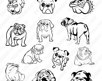 340x270 Bulldog Face Art Etsy - Bulldog Face Drawing