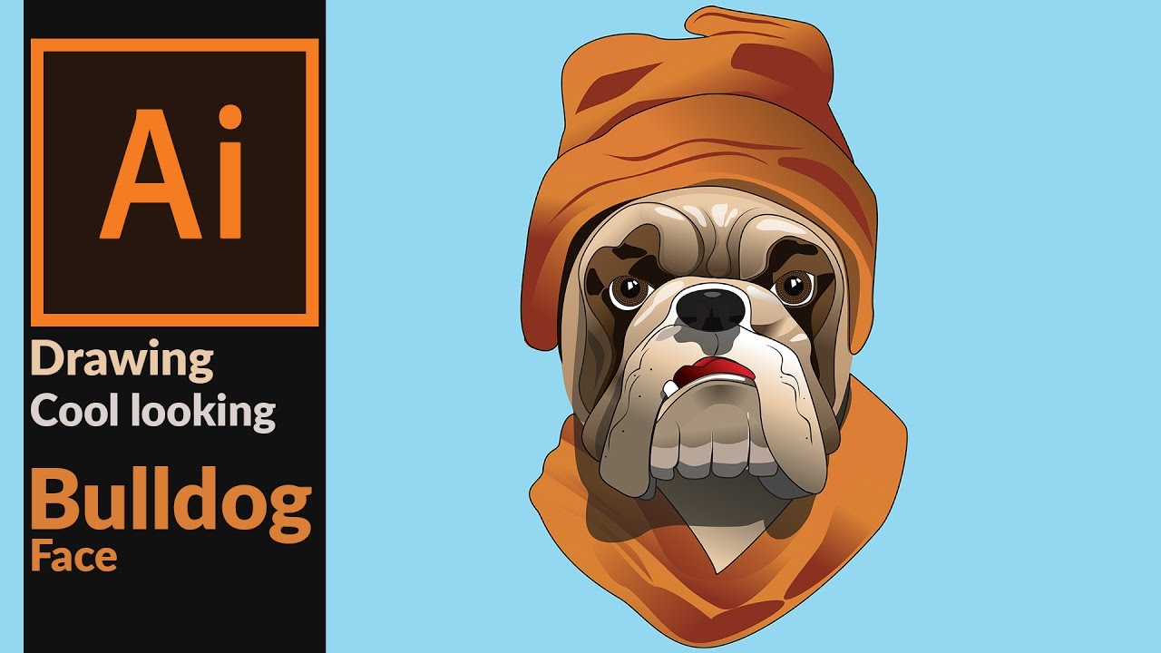 1280x720 How To Draw A Cool Looking Bulldog Face Artwork In Adobe - Bulldog Face Drawing