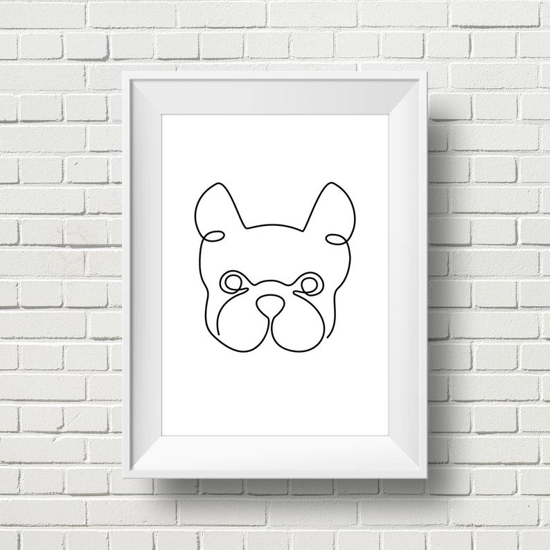 794x794 Minimalist French Bulldog Face Drawing Doodle Printable Wall Etsy - Bulldog Face Drawing