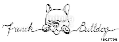 500x179 minimalistic linear line drawing of a sleeping french bulldog - Bulldog Line Drawing