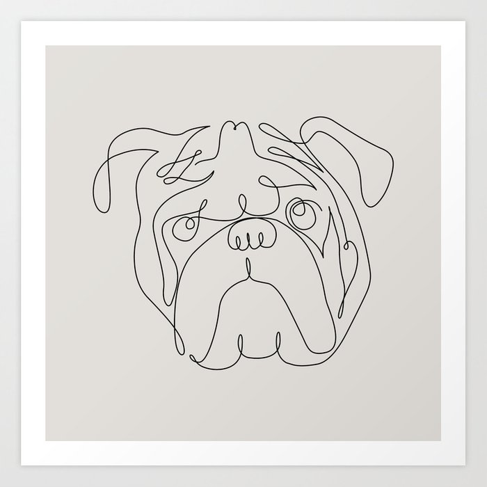 700x700 One Line English Bulldog Art Print - Bulldog Line Drawing