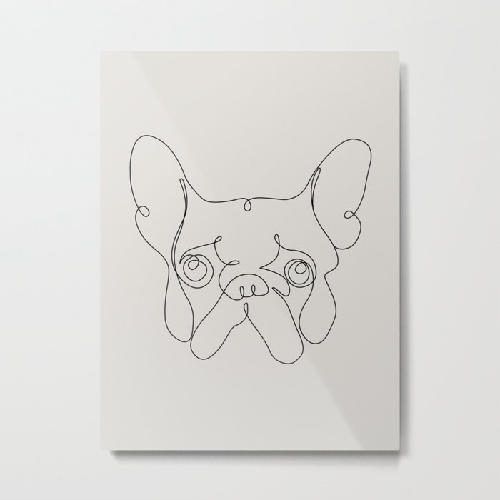 700x700 One Line French Bulldog Metal Print - Bulldog Line Drawing