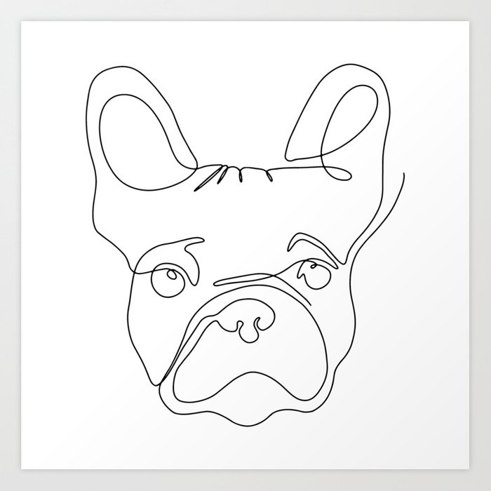 700x700 one line illustration of minimalistic french bulldog in black - Bulldog Line Drawing