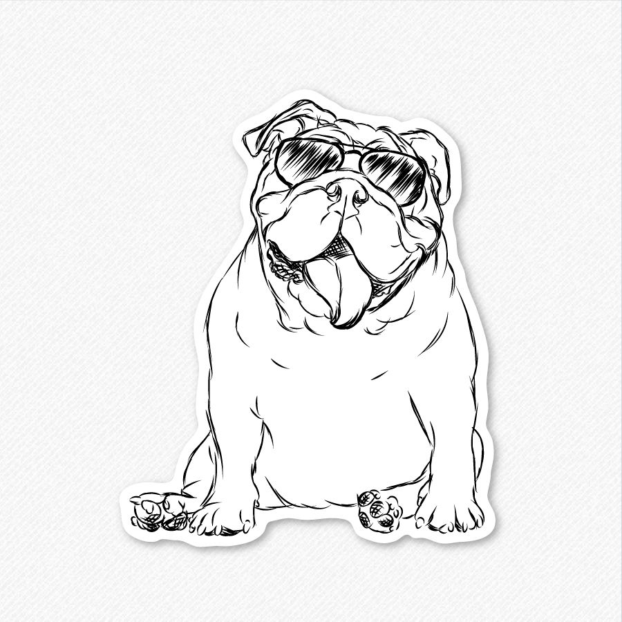 900x900 English Bulldog Line Drawing - Bulldog Line Drawing
