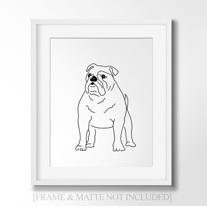 794x794 Bulldog Line Art For Dog Lovers Minimalist Wall Art Drawing Etsy - Bulldog Line Drawing