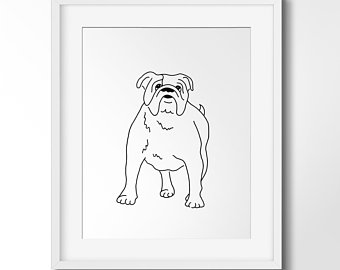 340x270 Bulldog Line Drawing Etsy - Bulldog Line Drawing