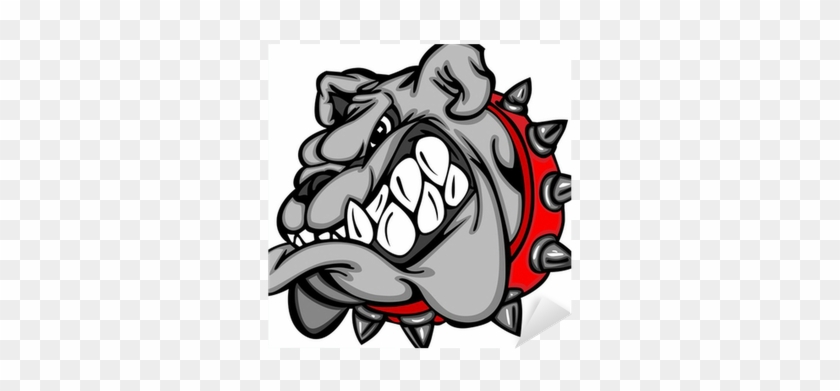 840x391 bulldog mascot cartoon face illustration sticker - Bulldog Mascot Drawing