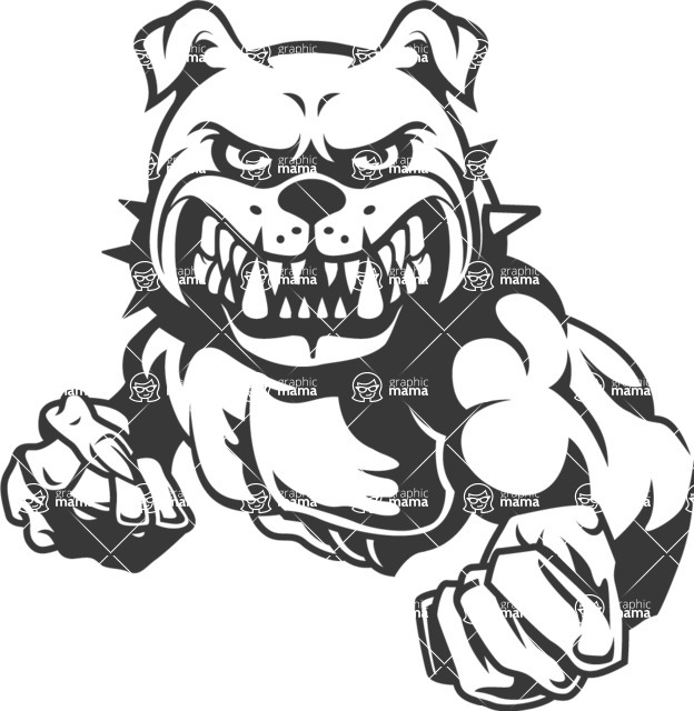 624x640 mascot design collection themed graphic black and white - Bulldog Mascot Drawing
