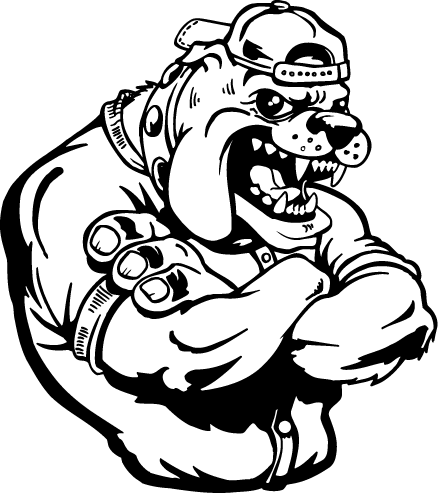 438x493 baseball bulldog mascot decal sticker - Bulldog Mascot Drawing