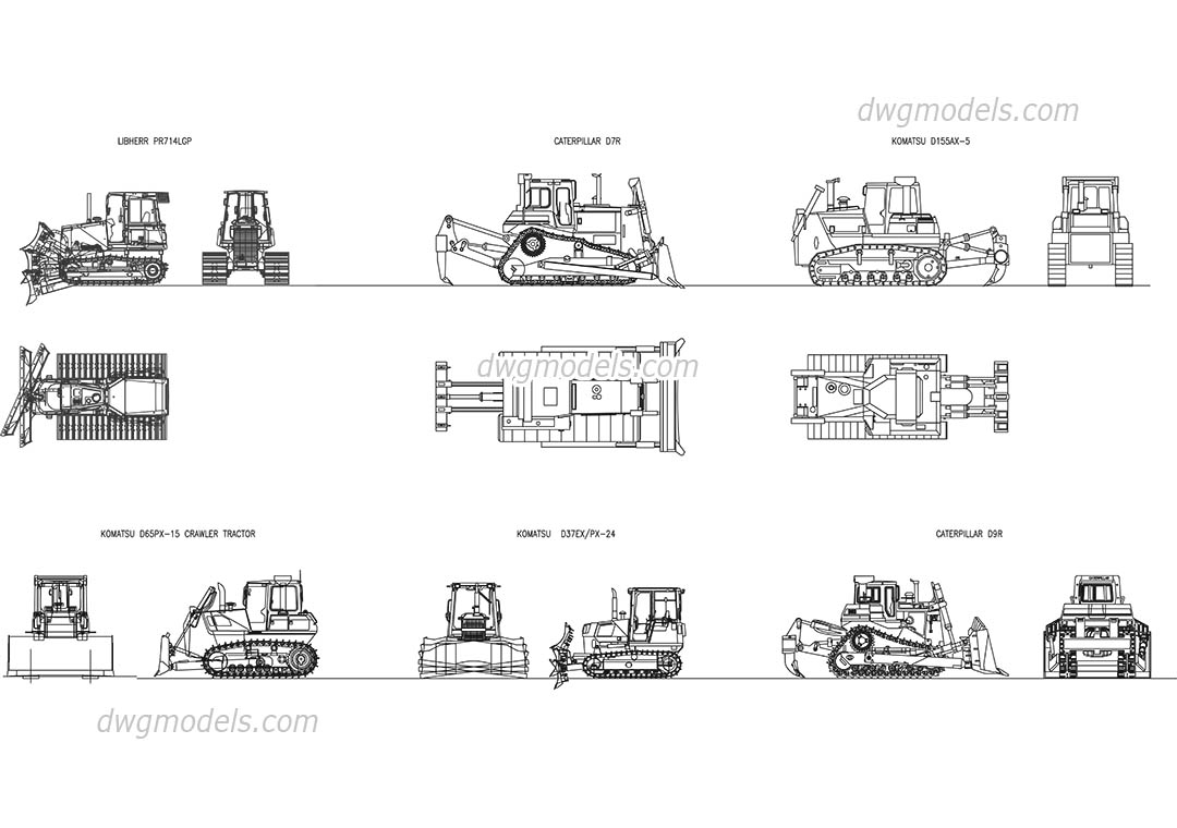 1080x760 crawler tractor bulldozer dwg, free cad blocks download - Bulldozer Drawing