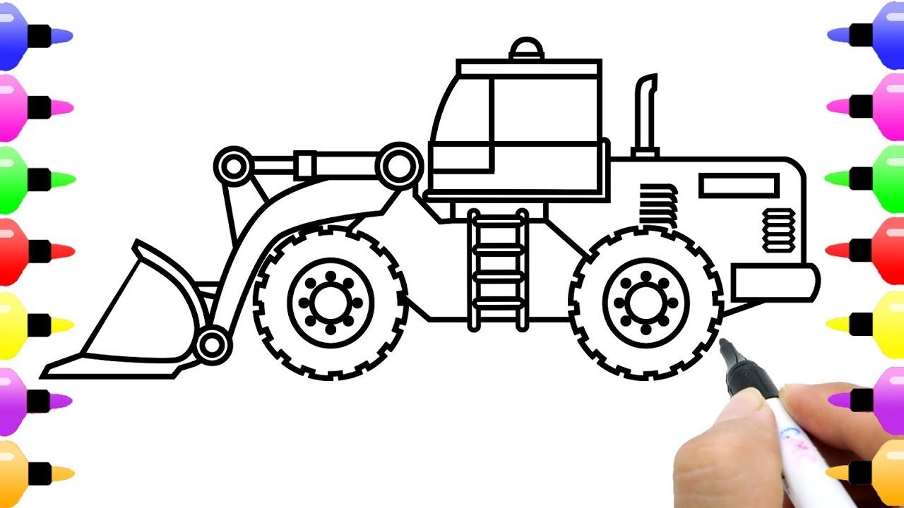 1280x720 how to draw bulldozer for kids truck coloring - Bulldozer Drawing