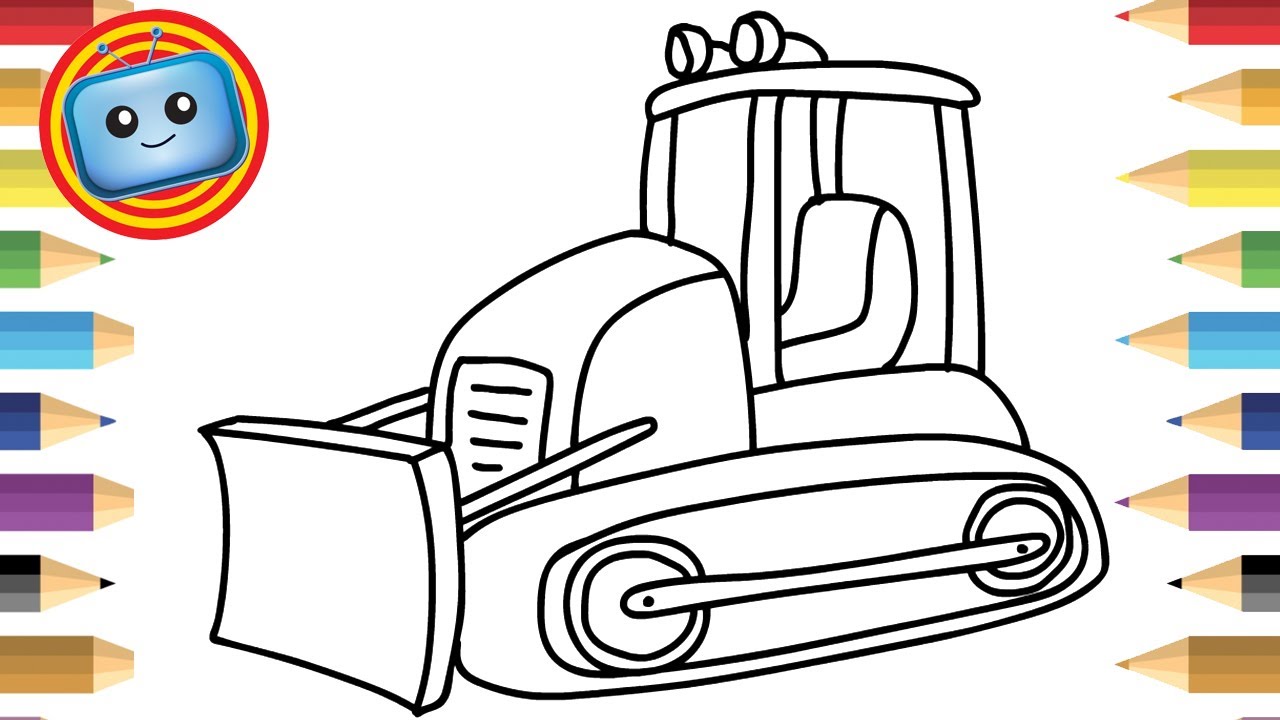 1280x720 how to draw a bulldozer colouring book simple drawing game - Bulldozer Drawing