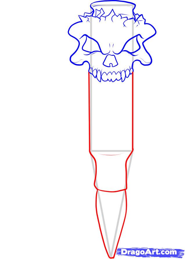 637x888 How To Draw An Ak Bullet, Step - Bullet Shell Drawing