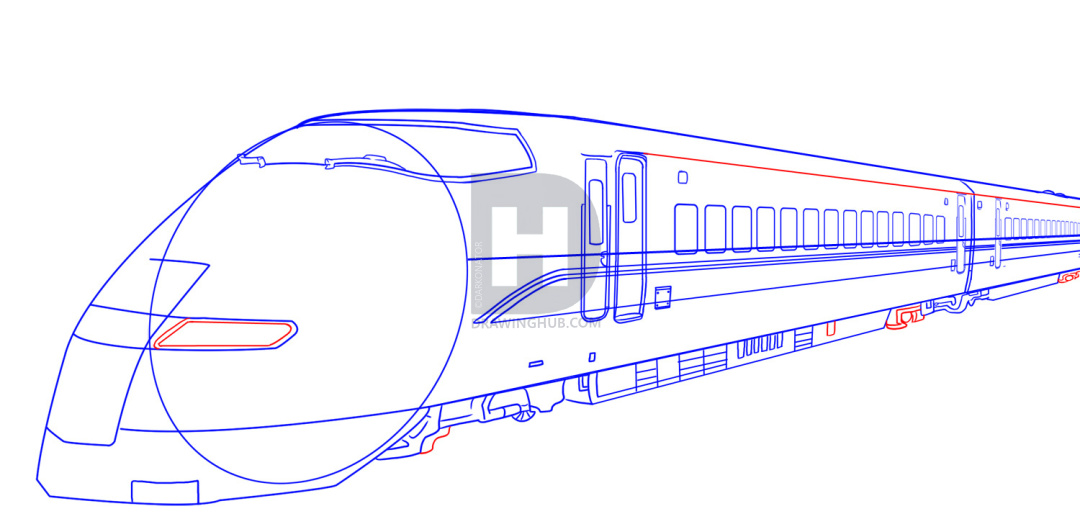 1080x519 How To Draw A Bullet Train, Step - Bullet Train Drawing