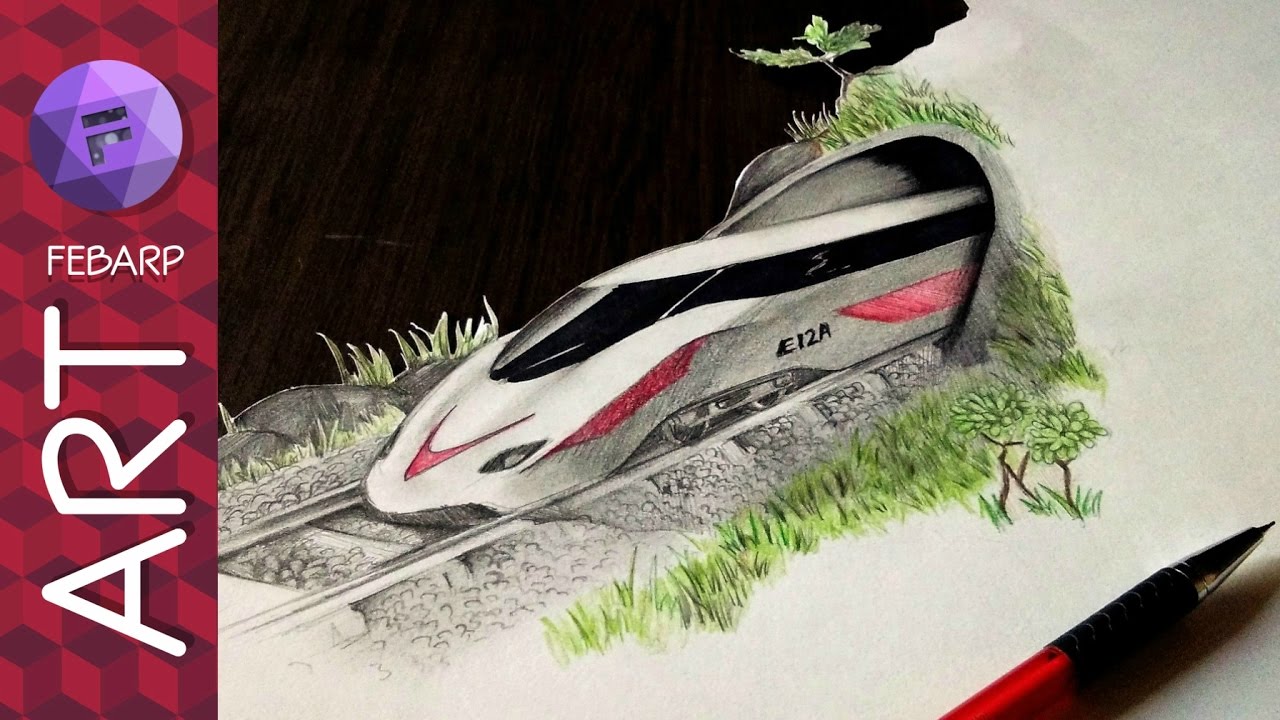 1280x720 Amazing Optical Illusion - Bullet Train Drawing