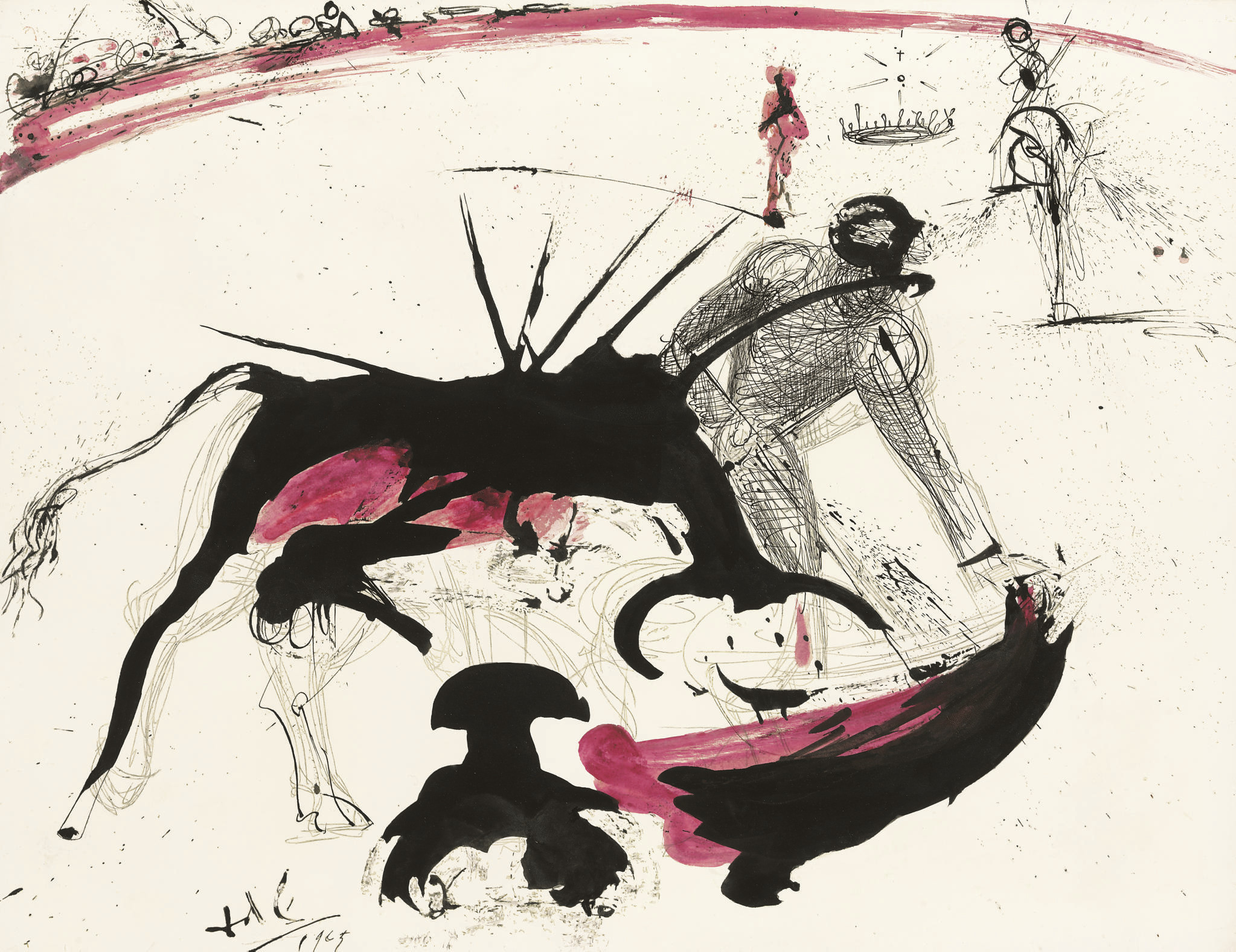 Дали е 2. Salvador Dali Bullfight. Сальвадор дали коррида. Сальвадор дали бык. Рисунки Графика коррида.