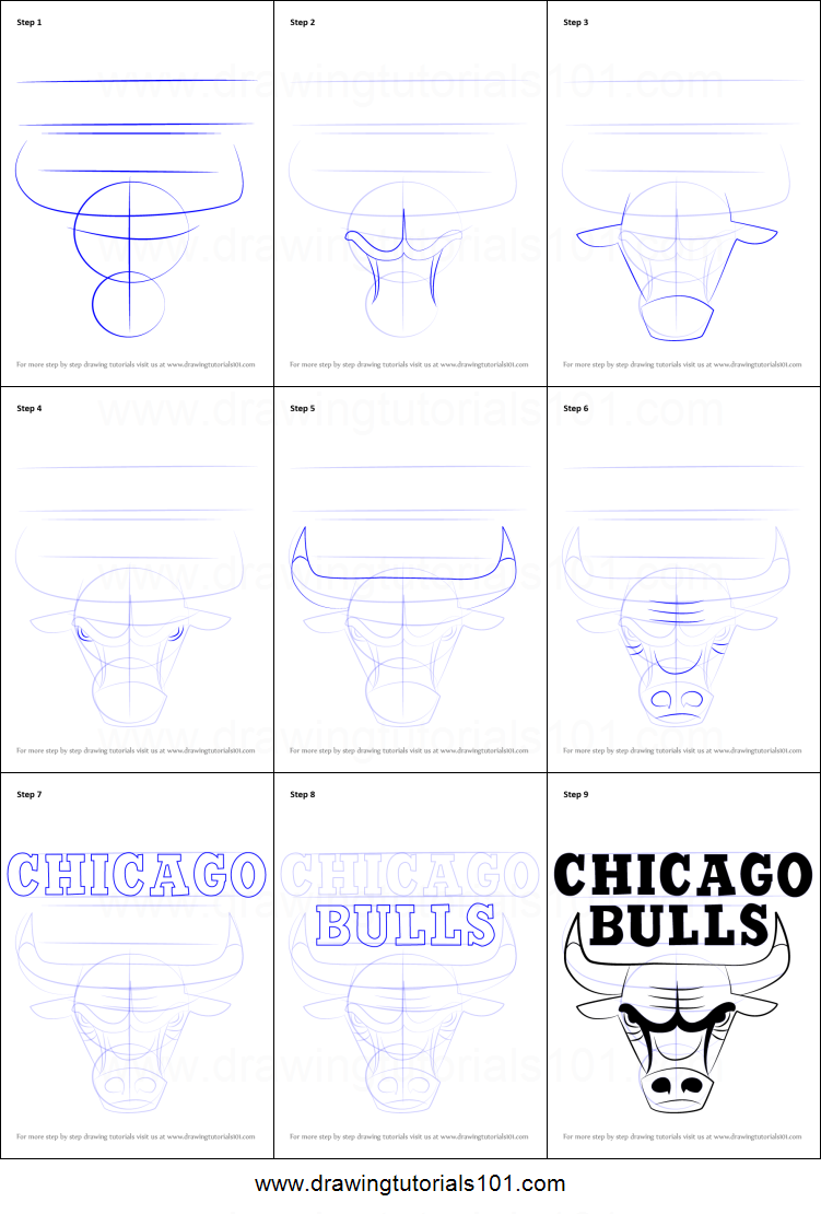 751x1110 how to draw chicago bulls logo printable step - Bulls Logo Drawing