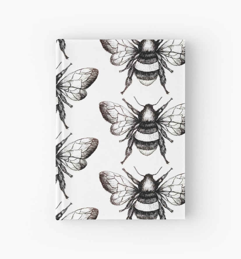 827x889 black and white bumble bee drawing hardcover journals - Bumble Bee Drawing Pictures