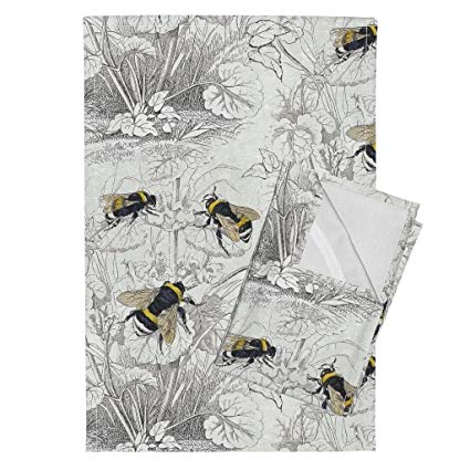 425x425 roostery bumble bee tea towels floral flowers vintage - Bumble Bee Scientific Drawing