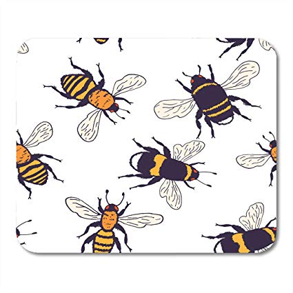 425x425 Nakamela Mouse Pads Bug Black Ancient Bees Ink Sketch - Bumblebee Insect Drawing