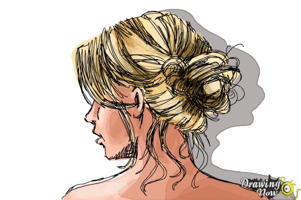 600x400 how to draw a messy bun - Bun Drawing