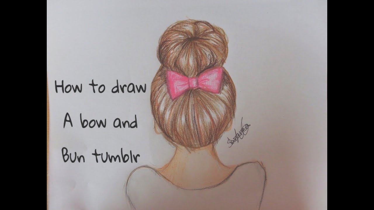 1280x720 how to draw a bow bun tumblr hair - Bun Drawing