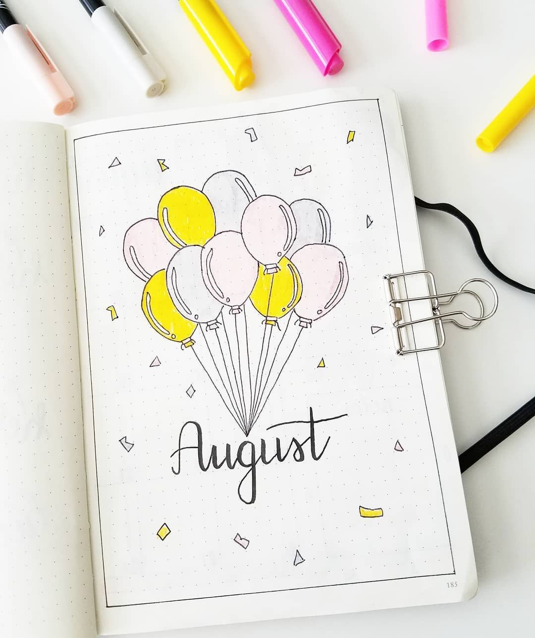 1080x1287 Bullet Journal Monthly Cover Page, August Cover Page, Balloon - Bunch Of Balloons Drawing