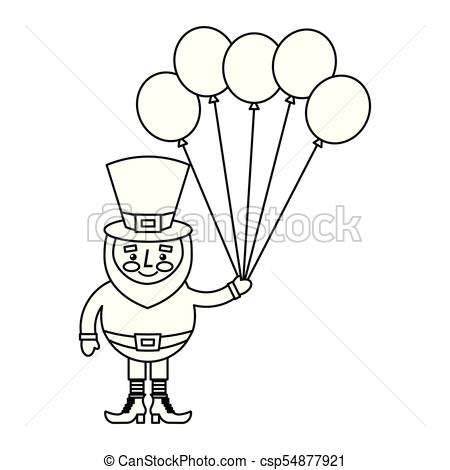 450x470 Happy Leprechaun Holding Bunch Balloons Decoration Vector - Bunch Of Balloons Drawing