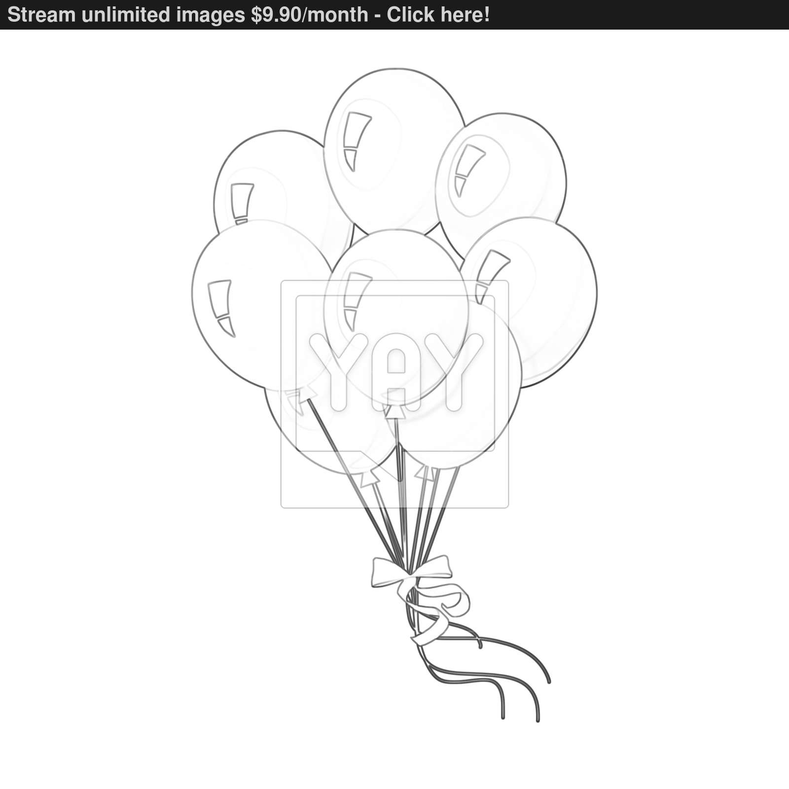 1600x1600 Illustration Coloring Book Series Bunch Of Balloons Soft Line - Bunch Of Balloons Drawing