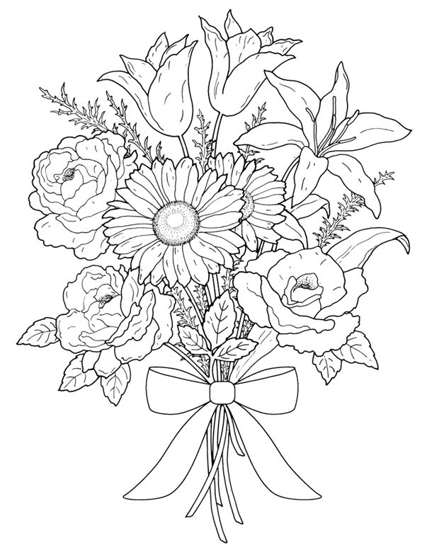 603x770 Floral Bouquets Coloring Book Coloring Pages First Edition - Bunch Of Flowers Drawing