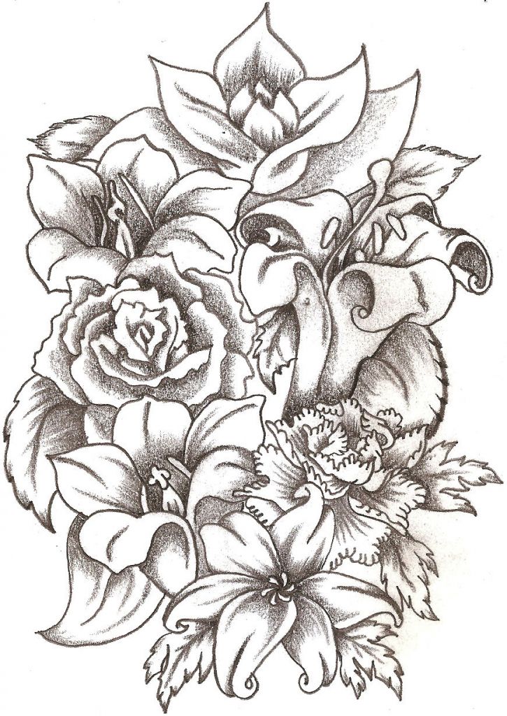 725x1024 Rose Flower Bunch Sketch Images Bunch Of Flowers Drawings - Bunch Of Flowers Drawing
