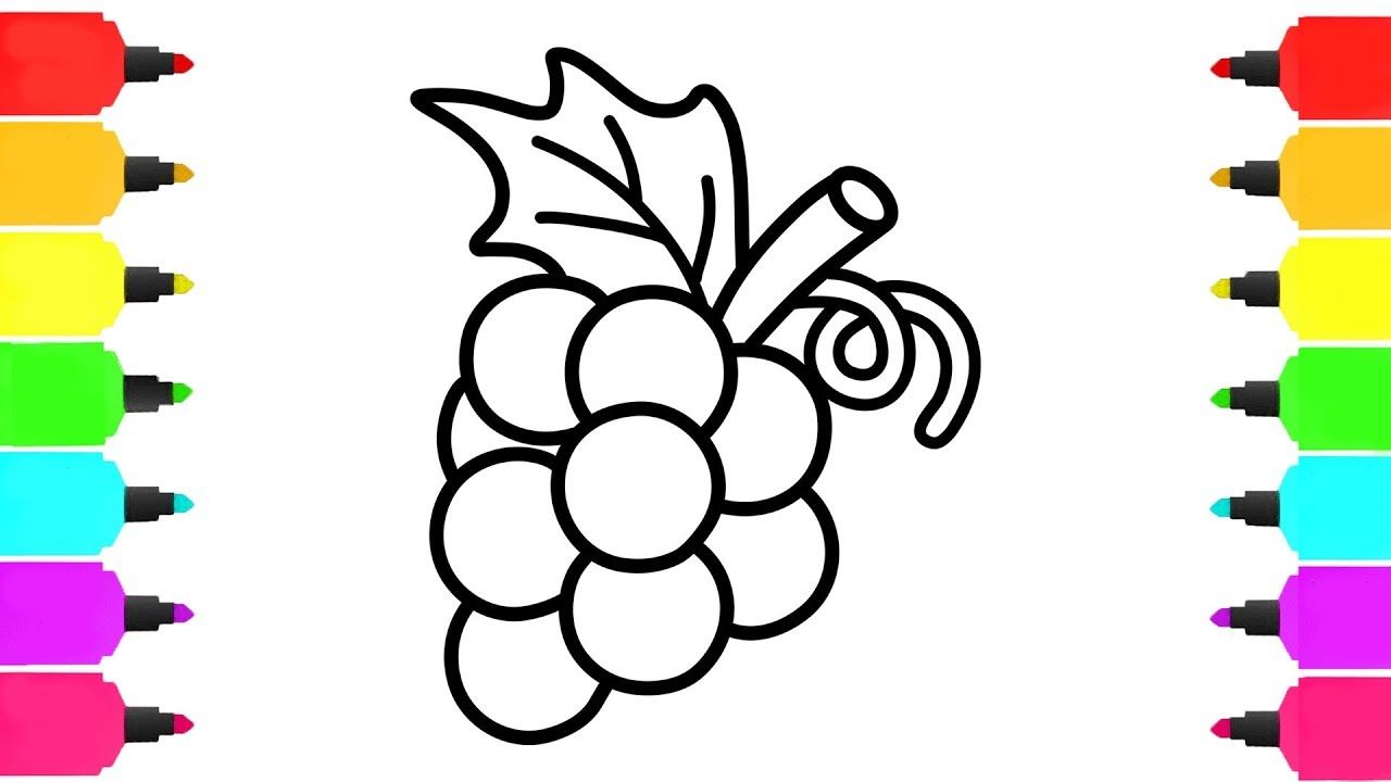1280x720 Grapes Coloring Pages How To Draw Grape Drawing - Bunch Of Grapes Drawing
