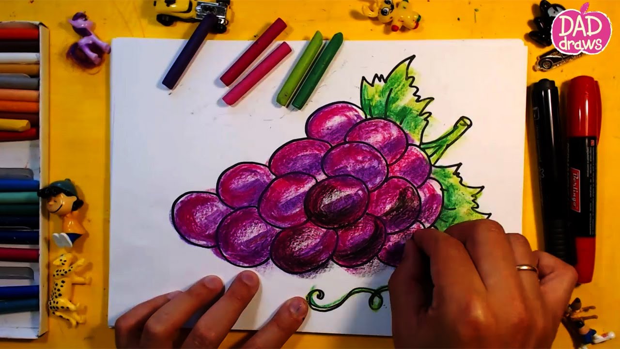 1280x720 How To Draw A Bunch Of Grapes Art For Kids - Bunch Of Grapes Drawing
