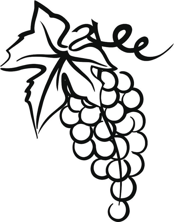 600x767 bunch of grapes simple drawing with leaf swirly vine art print - Bunch Of Grapes Drawing