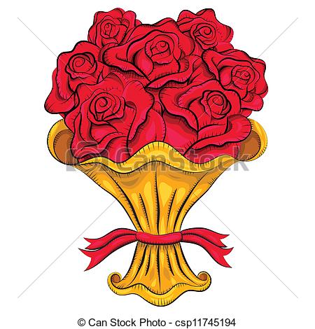 450x470 Bouquet Of Roses Clipart Collection - Bunch Of Roses Drawing