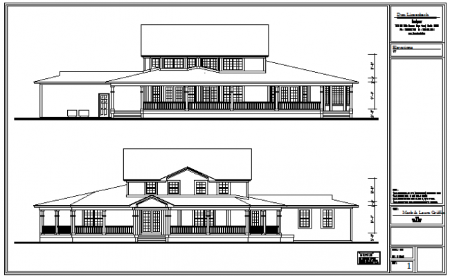 650x400 front side rear view design drawing of bungalow design - Bungalow Drawing