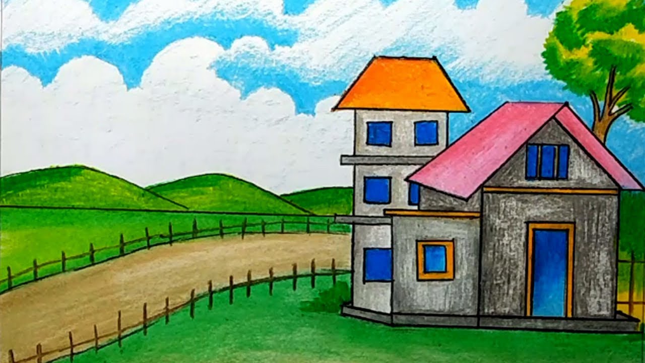Bungalow Drawing For Kids