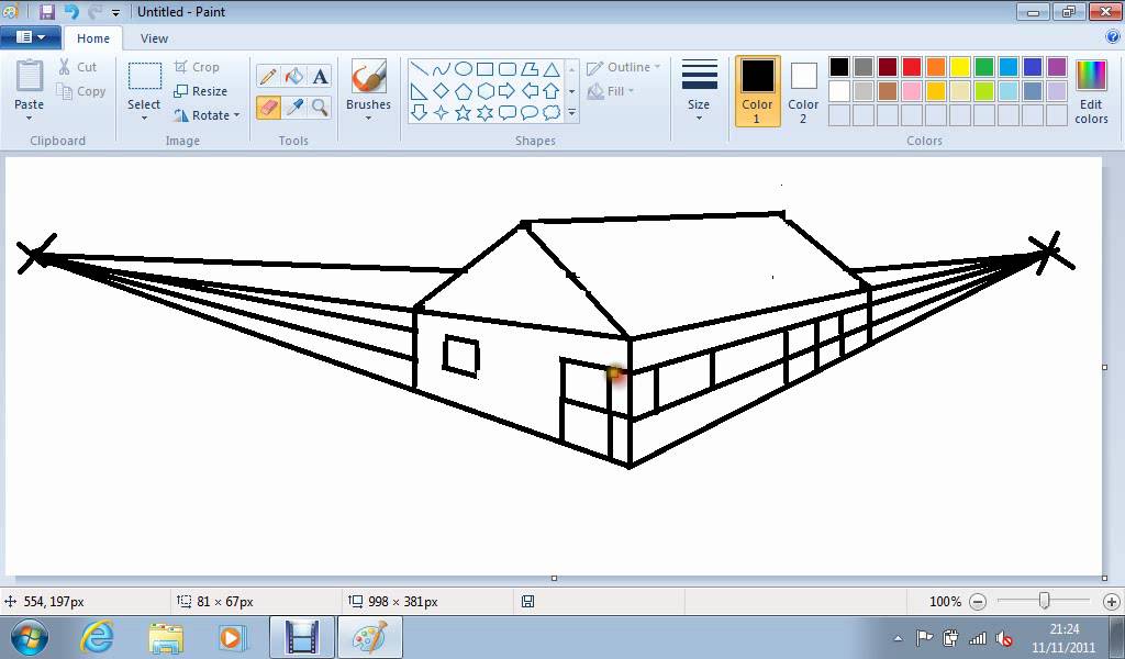 1024x600 how to draw a bungalow on ms paint wmv - Bungalow Drawing