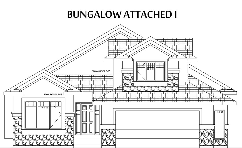 1024x628 Edmonton Bungalow Homes - Bungalow Elevation Drawing