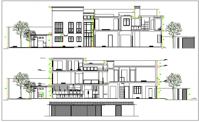 650x400 Traditional Architecture Design Of Bungalow Elevation Dwg - Bungalow Elevation Drawing