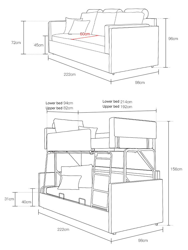 750x995 Wholesale Folding Double Decker Metal Sofa Cum Bunk Bed - Bunk Bed Drawing