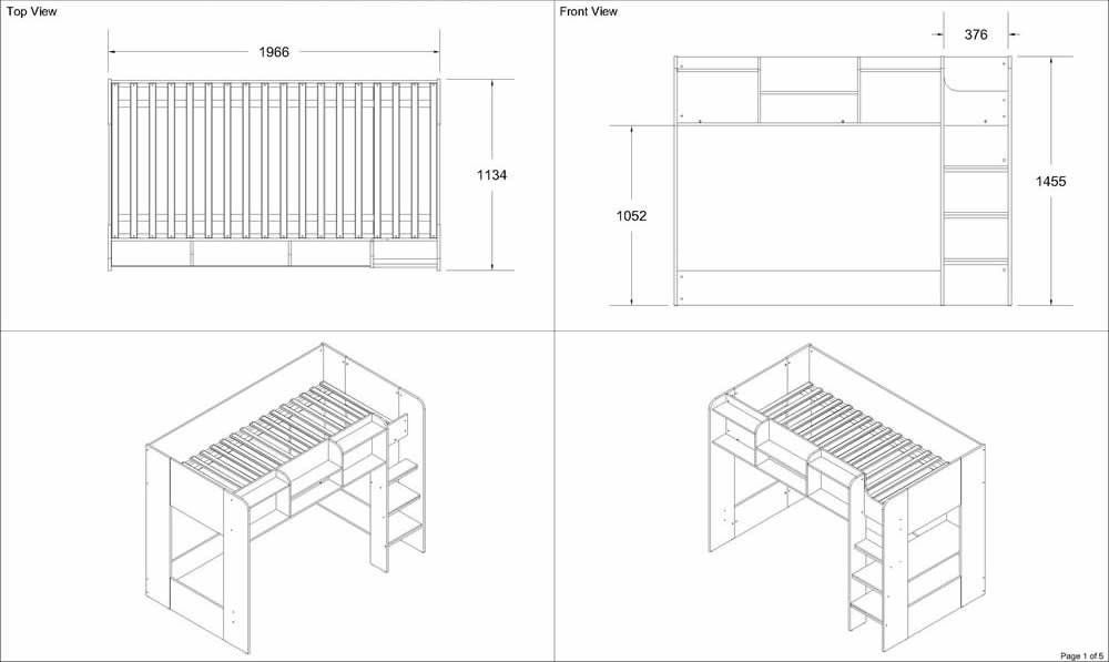 1000x597 Wizard L Shaped Bunk Bed - Bunk Bed Drawing