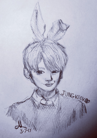320x456 Jungkook With The Bunny Ears - Bunny Ears Drawing