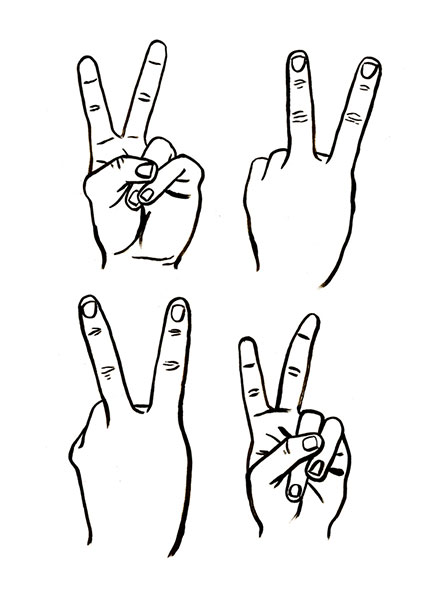 432x597 Peace Sign Bunny Ears Kelly Lasserre - Bunny Ears Drawing