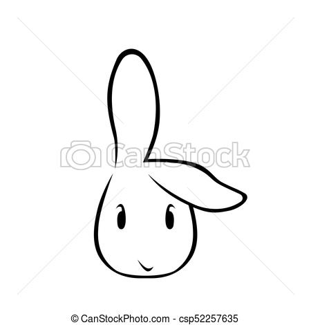 450x470 Cute Bunny Face On White Cute Rabbit Face Outline On White - Bunny Face Drawing