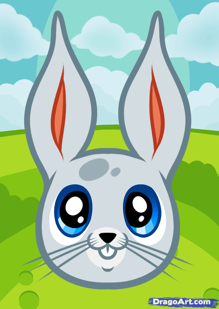 730x1029 How To Draw An Easter Bunny Face, Step - Bunny Face Drawing