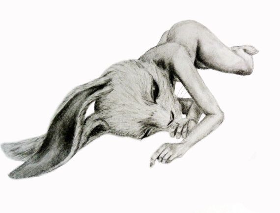 570x433 Surreal Rabbit Bunny Head Human Drawing Print - Bunny Head Drawing